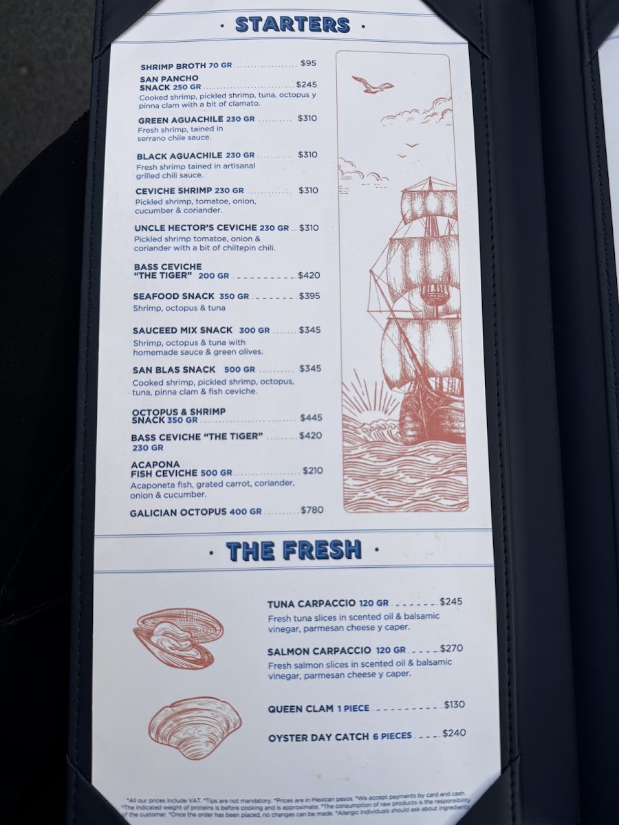Menu - Campomar Puerto Vallarta