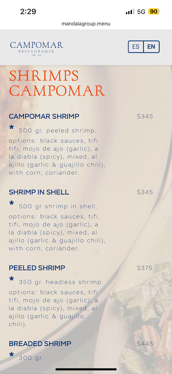 Menu - Campomar Puerto VallartaPhoto 9