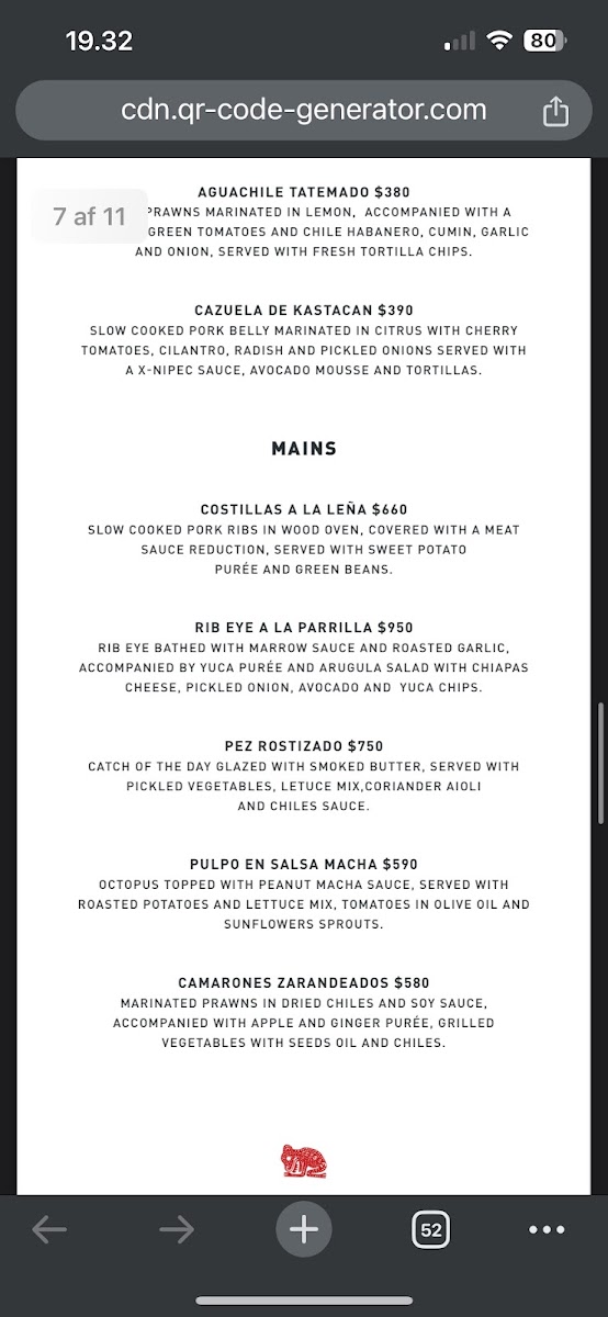 Menu - Casa Jaguar