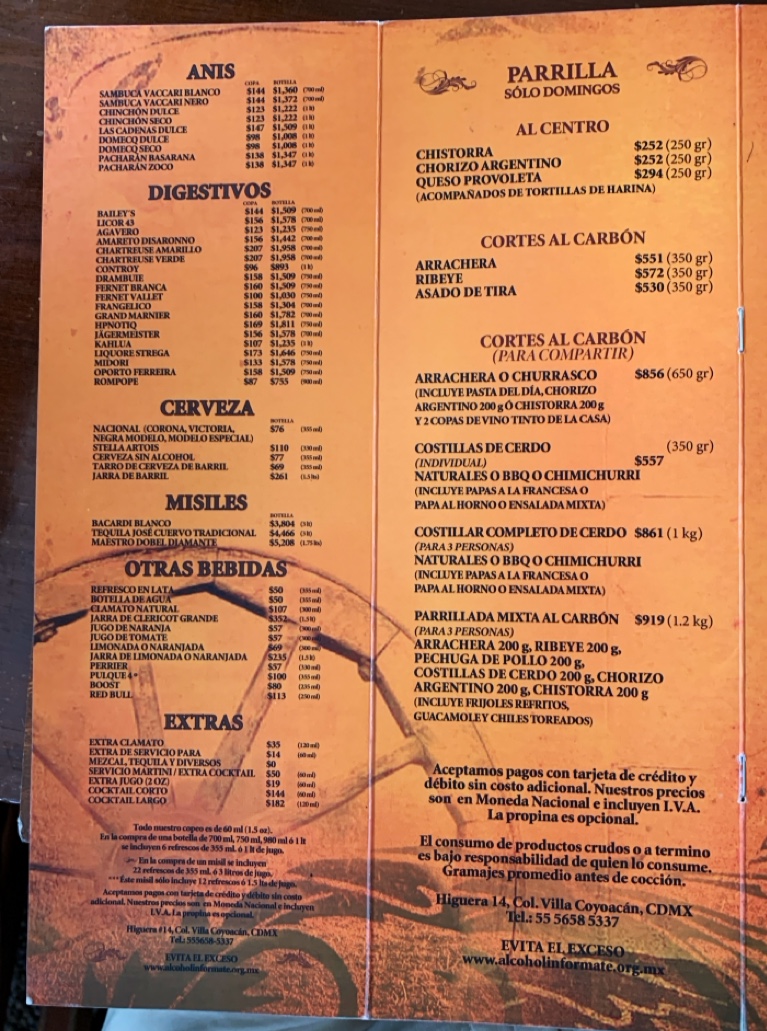 Menu - La CoyoacanaPhoto 4