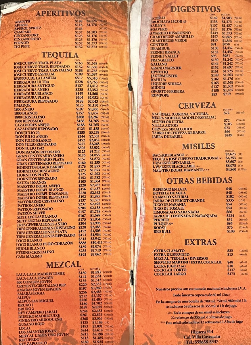 Menu - La CoyoacanaPhoto 8