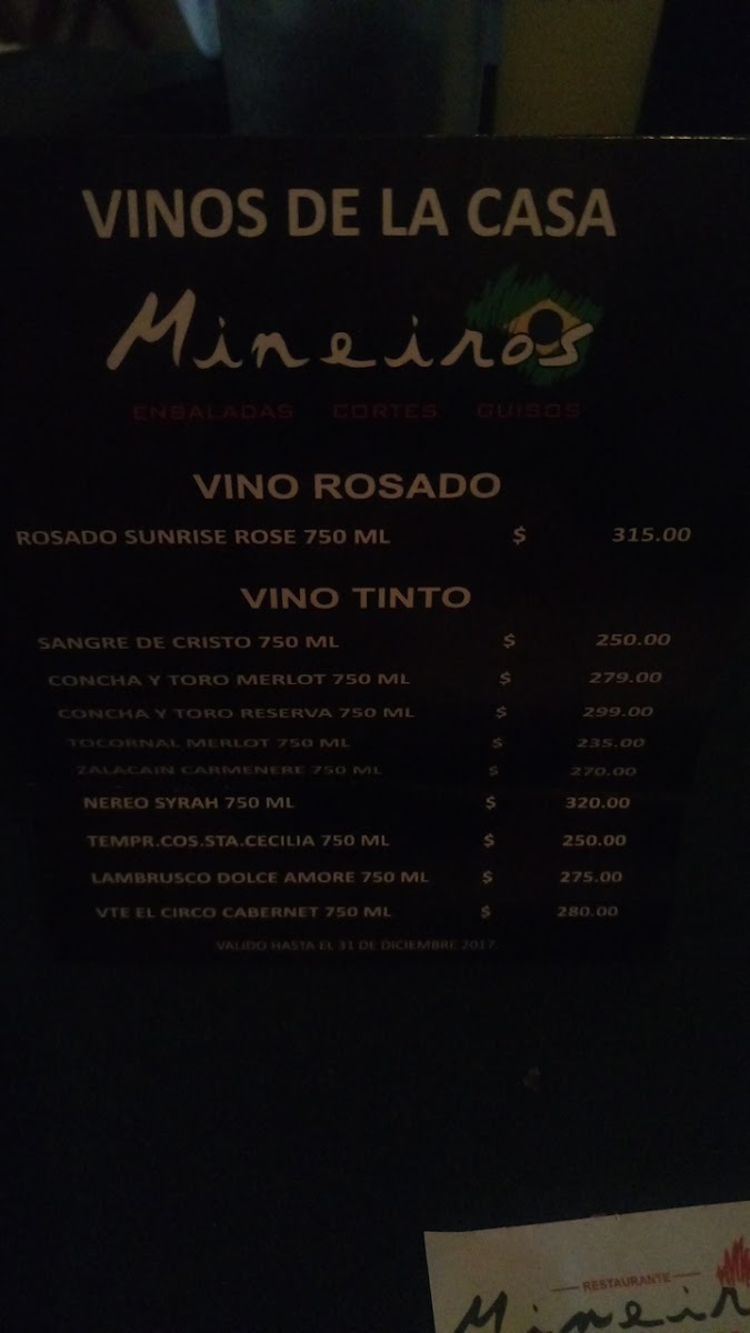 Mineiros RestauranteMenu 1