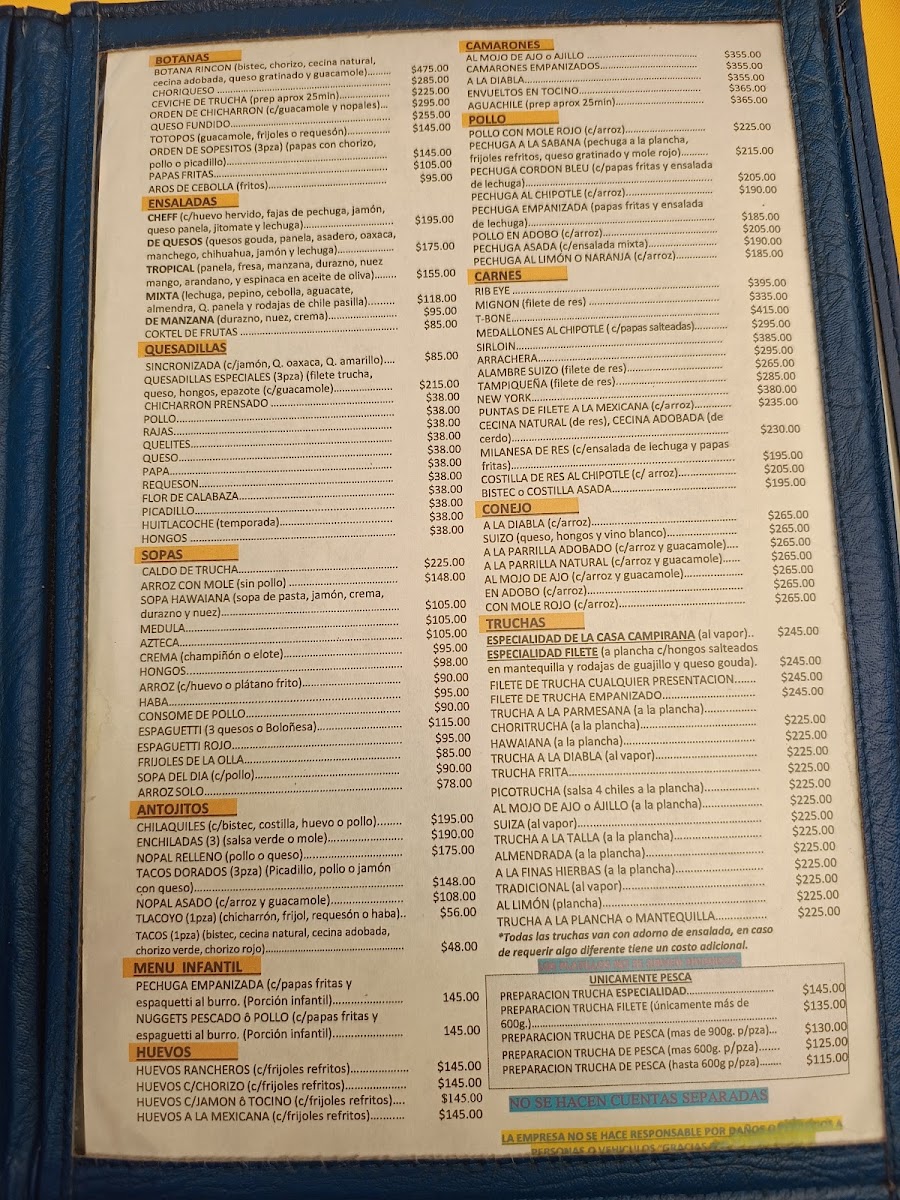 Menu - Restaurante El Rincón De Los SaucosPhoto 2
