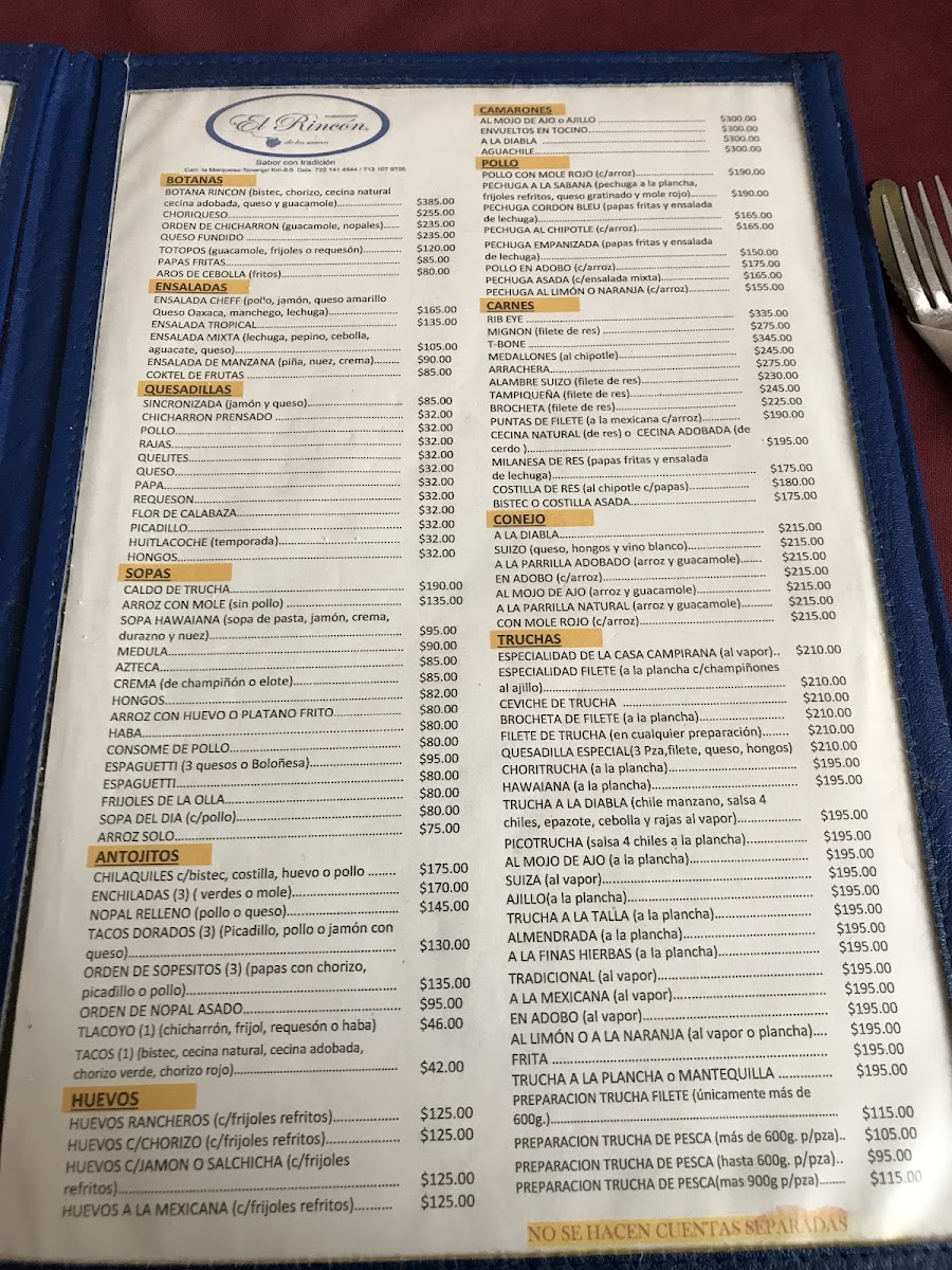 Menu - Restaurante El Rincón De Los SaucosPhoto 6