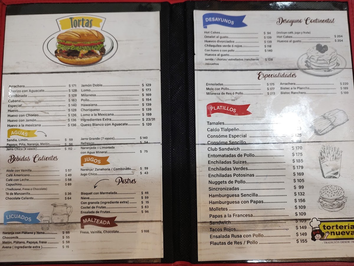 Torteria Nueva Menu
